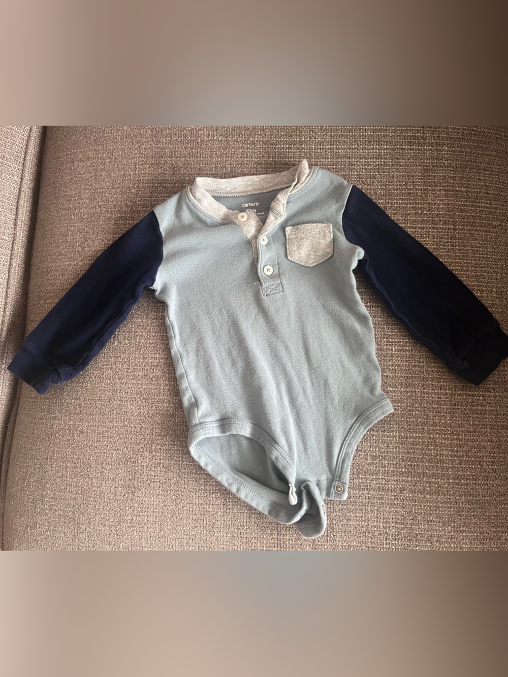 Carter's Blue and Gray Henley Bodysuit